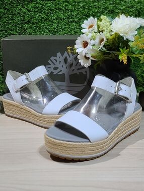 Timberland Santorini Sun Ankle Strap Sandal - White Full Grain US 6 New